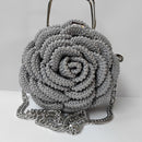 Bolsa Mega Rosa de Crochê com Fio de Poliéster com Lurex