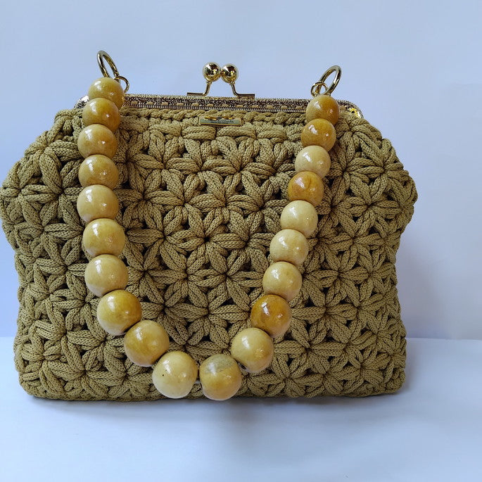 Bolsas de Crochê com Fio de Poliéster na Cor Café com Lei