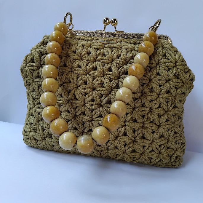 Bolsas de Crochê com Fio de Poliéster na Cor Café com Lei